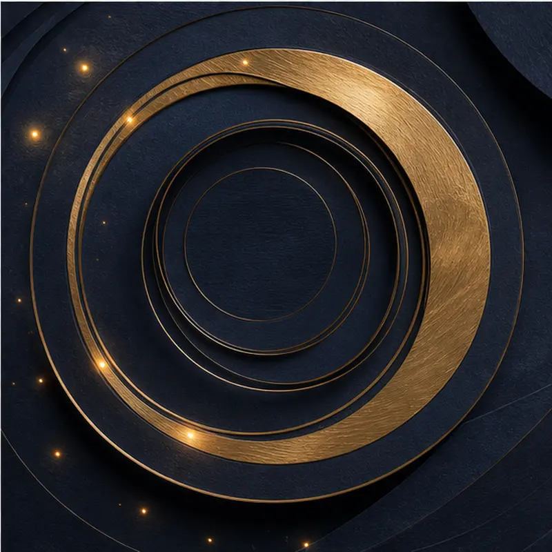 Abstract navy and gold circles